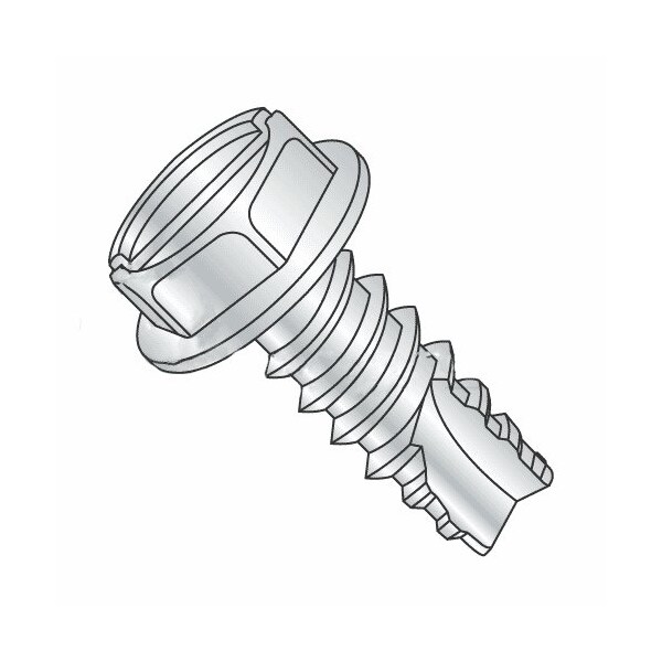 Newport Fasteners Thread Cutting Screw, #6 x 3/8 in, Zinc Plated Steel Hex Head Slotted Drive, 15000 PK 298955-15000 - main